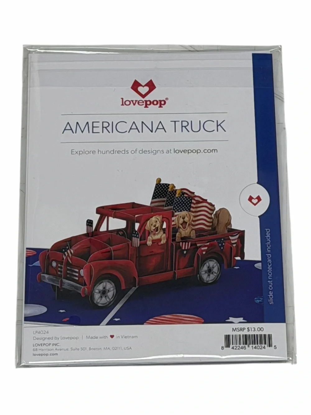 Love Americana Truck Red Pop-Up Card